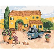 Zuty - Painting by Numbers - Woman Planting Flowers Near a House in Provence, 40X50 Cm, Canvas+Frame - Painting by Numbers