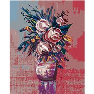 Zuty - Painting by Numbers - Bouquet of Roses on Red Background, 40X50 Cm, Canvas+Frame - Painting by Numbers