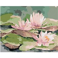 Zuty - Painting by Numbers - Pink Japanese Water Lilies, 40X50 Cm, Canvas+Frame - Painting by Numbers