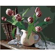 Zuty - Painting by Numbers - Tulips in a Pitcher, 40X50 Cm, Canvas+Frame - Painting by Numbers