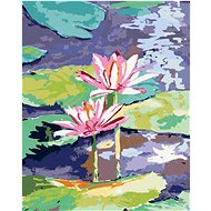 Zuty - Painting by Numbers - Pink Water Lilies in a Pond, 40X50 Cm, Canvas+Frame - Painting by Numbers