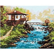 Zuty - Painting by Numbers - Bulgarian House by the River in the Mountains, 40X50 Cm, Canvas+Frame - Painting by Numbers