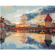 Zuty - Painting by Numbers - Sunset in the Historical Centre of Lucerne, 80X100 Cm, Canvas+Frame - Painting by Numbers