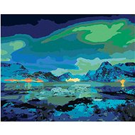 Zuty - Painting by Numbers - Aurora Borealis Over Mountains, 40X50 Cm, Canvas+Frame - Painting by Numbers