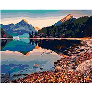 Zuty - Painting by Numbers - Two Mountain Peaks Reflecting in a Lake, 80X100 Cm, Canvas+Frame - Painting by Numbers