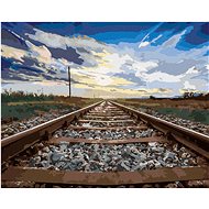 Zuty - Painting by Numbers - Tracks and Blue Sky, 40X50 Cm, Canvas+Frame - Painting by Numbers