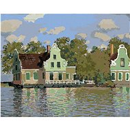 Zuty - Painting by Numbers - House on the River Zaan in Zaandam (Claude Monet), 80X100 Cm, Canvas+Fr - Painting by Numbers