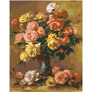 Zuty - Painting by Numbers - Roses in a Vase (Pierre-Auguste Renoir), 40X50 Cm, Canvas+Frame - Painting by Numbers