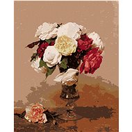 Zuty - Painting by Numbers - Vase With Roses (Henri Fantin-Latour), 40X50 Cm, Canvas+Frame - Painting by Numbers