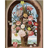 Zuty - Painting by numbers - Vase with flowers in a window niche (Ambrosius Bosschaert), 40X50 Cm, - Painting by Numbers