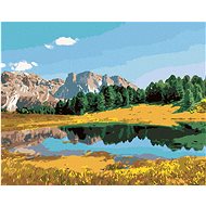 Zuty - Painting by Numbers - Forest, Mountains and Lake, 80X100 Cm, Canvas+Frame - Painting by Numbers