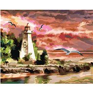 Zuty - Painting by Numbers - Lighthouse and Gulls, 80X100 Cm, Canvas+Frame - Painting by Numbers