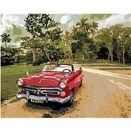Zuty - Painting by Numbers - Red Car on the Road, 80X100 Cm, Canvas+Frame - Painting by Numbers