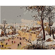 Zuty - Painting by Numbers - Winter Landscape with Bird Trap (Pieter Bruegel), 80X100 Cm, Canvas+Fra - Painting by Numbers