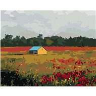 Zuty - Painting by Numbers - House and Poppies, 40X50 Cm, Canvas+Frame - Painting by Numbers