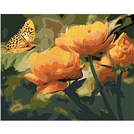 Zuty - Painting by Numbers - Butterfly And Orange Flowers, 40X50 Cm, Canvas+Frame - Painting by Numbers