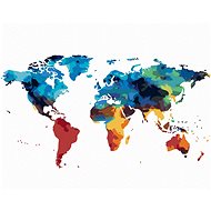 Zuty - Painting by Numbers - Painted World Map, 40X50 Cm, Canvas+Frame - Painting by Numbers