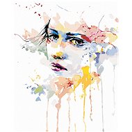 Zuty - Painting by Numbers - Portrait of a Woman and Spilt Colours, 40X50 Cm, Canvas+Frame - Painting by Numbers