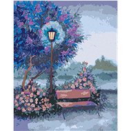 Zuty - Painting by Numbers - Bench by the Lighted Lamp, 40X50 Cm, Canvas+Frame - Painting by Numbers