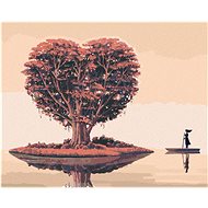 Zuty - Painting by Numbers - Tree in the Shape of a Heart on a Islet, 40X50 Cm, Canvas+Frame - Painting by Numbers