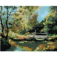 Zuty - Painting by Numbers - Little Bridge in the Forest, 40X50 Cm, Canvas+Frame - Painting by Numbers