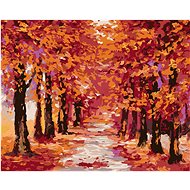 Zuty - Painting by Numbers - Autumn Forest Colored Red, 40X50 Cm, Canvas+Frame - Painting by Numbers
