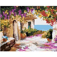 Zuty - Painting by Numbers - House by the Sea with Flowers, 40X50 Cm, Canvas+Frame - Painting by Numbers