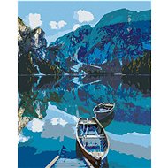 Zuty - Painting by Numbers - Two Wooden Boats on a Lake, 40X50 Cm, Canvas+Frame - Painting by Numbers