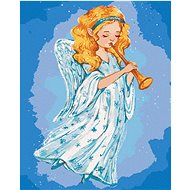 Zuty - Painting by Numbers - Christmas Angel Playing the Trumpet, 40X50 Cm, Canvas+Frame - Painting by Numbers