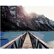 Zuty - Painting by Numbers - Klönthalersee In Winter With Bridge, 40X50 Cm, Canvas+Frame - Painting by Numbers