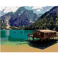 Zuty - Painting by Numbers - Lake Landscape In Lago Di Braies, 40X50 Cm, Canvas+Frame - Painting by Numbers