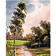 Zuty - Painting by Numbers - Summer Landscape With Birch Tree And Pond, 40X50 Cm, Canvas+Frame - Painting by Numbers