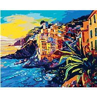 Zuty - Painting by Numbers - Ships And Old Houses On The Coast, 40X50 Cm, Canvas+Frame - Painting by Numbers