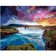 Zuty - Painting by Numbers - View of Godafoss Cascade, 40X50 Cm, Canvas+Frame - Painting by Numbers