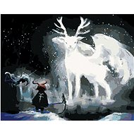 Zuty - Painting by Numbers - Magical White Deer in Forest, 40X50 Cm, Canvas+Frame - Painting by Numbers