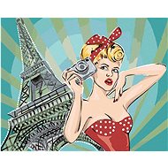 Zuty - Painting by Numbers - Woman at the Eiffel Tower Pop Art, 40X50 Cm, Canvas+Frame - Painting by Numbers