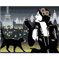 Zuty - Painting by Numbers - Woman With Black Cat In Paris, 40X50 Cm, Canvas+Frame - Painting by Numbers