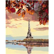 Zuty - Painting by Numbers - Eiffel Tower and Autumn Leaves, 40X50 Cm, Canvas+Frame - Painting by Numbers