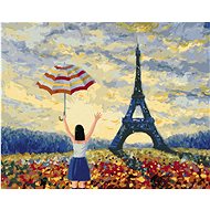 Zuty - Painting by Numbers - Eiffel Tower And Woman With Umbrella, 40X50 Cm, Canvas+Frame - Painting by Numbers