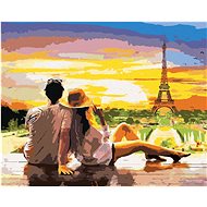 Zuty - Painting By Numbers - Young Couple In Paris At The Eiffel Tower, 40X50 Cm, Canvas+Frame - Painting by Numbers