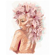 Zuty - Painting by Numbers - Young Woman With Pink Flowers, 40X50 Cm, Canvas+Frame - Painting by Numbers