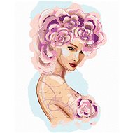 Zuty - Painting by Numbers - Woman With Pink Flowers, 40X50 Cm, Canvas+Frame - Painting by Numbers