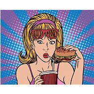 Zuty - Painting by Numbers - Pop-Art Woman in Fastfood, 40X50 Cm, Canvas+Frame - Painting by Numbers