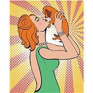 Zuty - Painting by Numbers - Pop-Art Woman With Puppy, 40X50 Cm, Canvas+Frame - Painting by Numbers