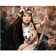 Zuty - Painting by Numbers - Elf Princess and Wolf, 40X50 Cm, Canvas+Frame - Painting by Numbers