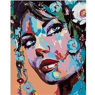 Zuty - Painting by Numbers - Pop-Art Portrait of a Woman with Flowers, 40X50 Cm, Canvas+Frame - Painting by Numbers