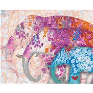 Zuty - Painting by Numbers - Elephants and Flower Composition, 40X50 Cm, Canvas+Frame - Painting by Numbers