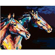 Zuty - Painting by Numbers - Two Colored Horses Running, 40X50 Cm, Canvas+Frame - Painting by Numbers