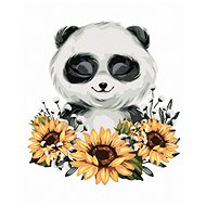 Zuty - Painting by Numbers - Panda with Sunflowers, 40X50 Cm, Canvas+Frame - Painting by Numbers
