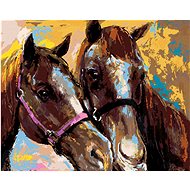 Zuty - Painting by Numbers - Two Brown Horses, 40X50 Cm, Canvas+Frame - Painting by Numbers